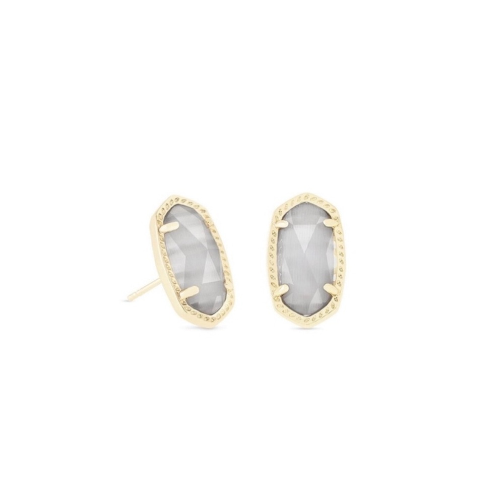 Kendra Scott Ellie gold stud earrings in slate grey